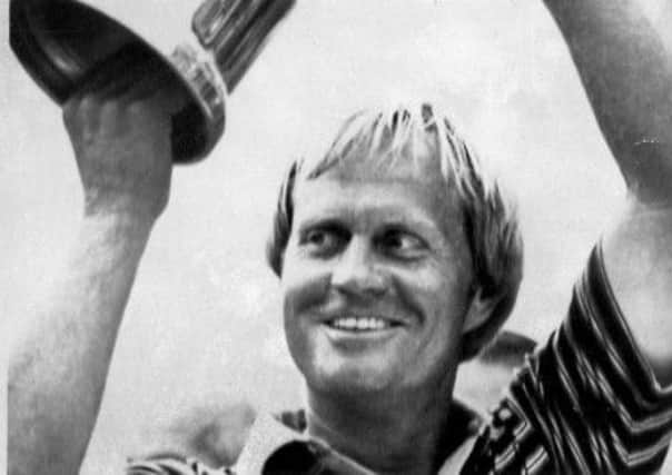 Jack Nicklaus lifts his fourth US Open trophy after winning by two shots. Picture: AP