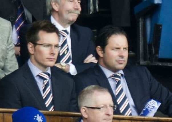 Rangers' finance director Brian Stockbridge (L), alongside interim chief executive Craig Mather. Picture: SNS