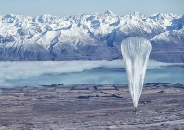 A Google balloon sails through the air in Tekapo, New Zealand. Picture: AP
