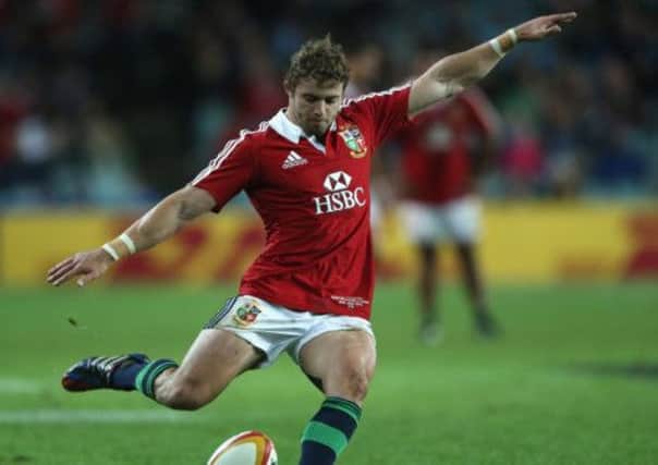 Leigh Halfpenny, the Lions fullback, kicks a penalty. Picture: Getty