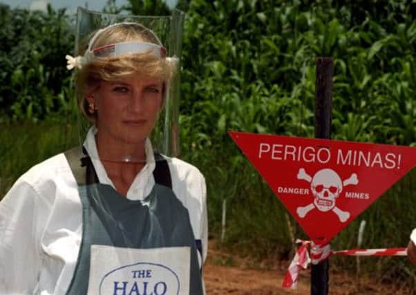 Princess Diana tours a minefield in Angola in 1997. Picture: PA