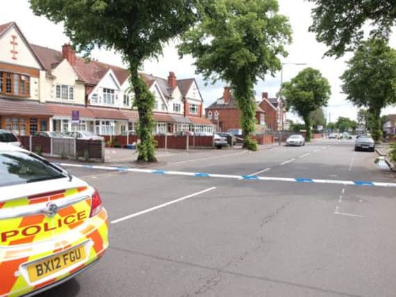 The scene at Washwood Heath Muslim Centre in Birmingham where three men and a police officer were stabbed. Picture: PA