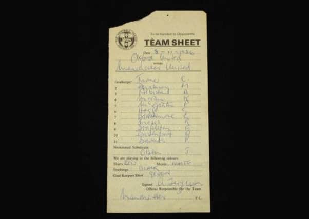 Sir Alex Ferguson's first Manchester United team sheet is to go on sale. Picture: PA