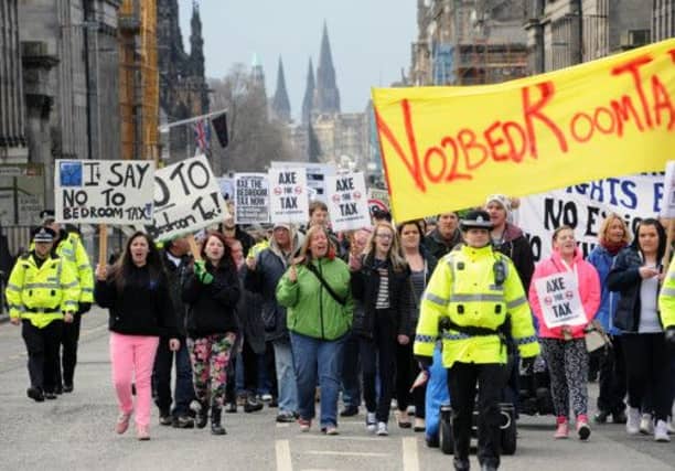 Protesters march in Edinburgh against the bedroom tax. Picture: Ian Rutherford