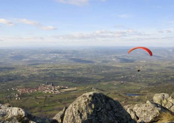 A paraglider in Linhares da Beira, Portugal