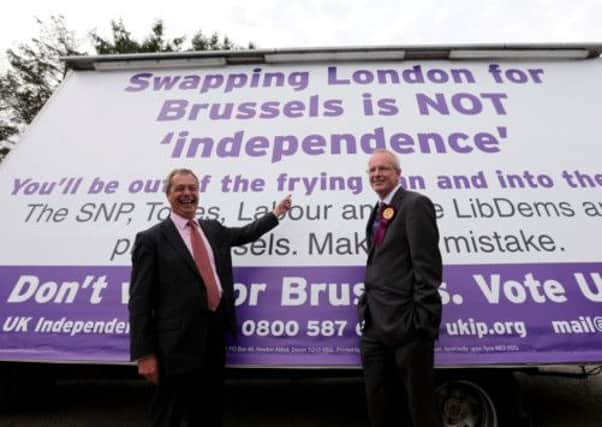Ukip Leader Nigel Farage campaigns for the Aberdeen Donside by-election. Picture: PA