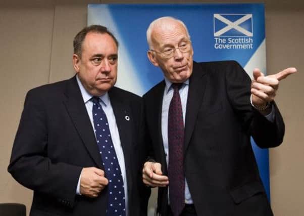 Alex Salmond and Sir Ian Wood chat before today's meeting. Picture: Fraser Bremner