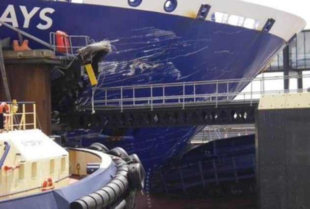 Damage to the ferry is clearly visible in this picture from the RNLI. Picture: Submitted