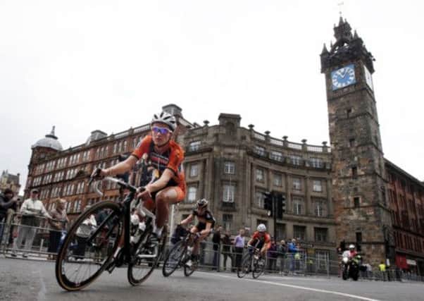 Winner Lizzie Armitstead passes the Trongate in Glasgow city centre. Picture: AP