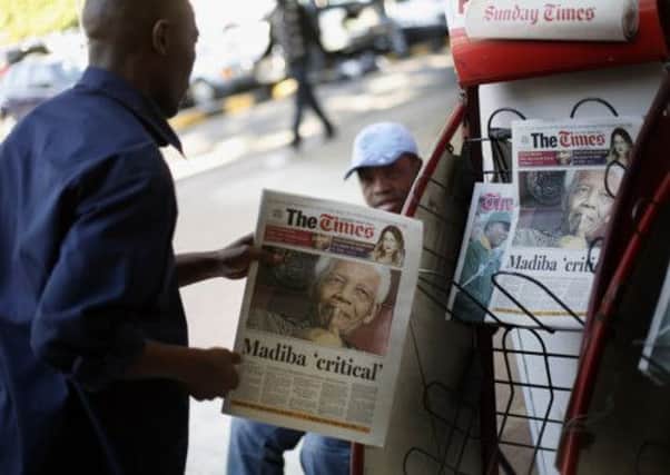 The headline on a South African daily newspaper says it all, as Nelson Mandela's doctors admit the 94-year-old former president is now critically ill. Picture: AP