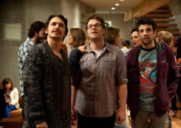 James Franco, Seth Rogen and Jay Baruchel in This Is The End. Picture: AP