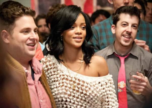 Jonah Hill, Rihanna and Christopher Mintz-Plasse in This is the End