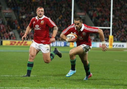 Sean Maitland dives over during the Lions' game with the Rebels - there were no new injury worries after the game. Picture: Getty