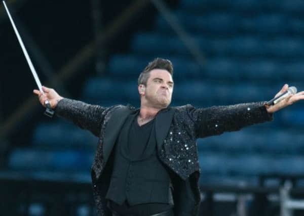 Robbie Williams on stage at Hampden. Picture: Wattie Cheung