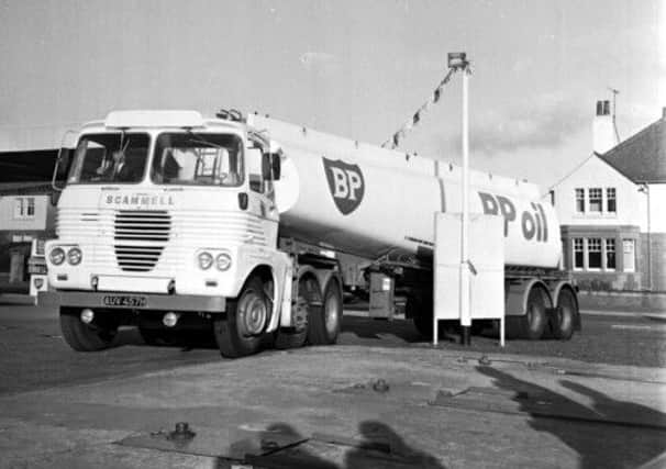 The first North Sea oil from Scotland's Forties field arrives by tanker at a filling station in Grangemouth in November 1975. Picture: TSPL