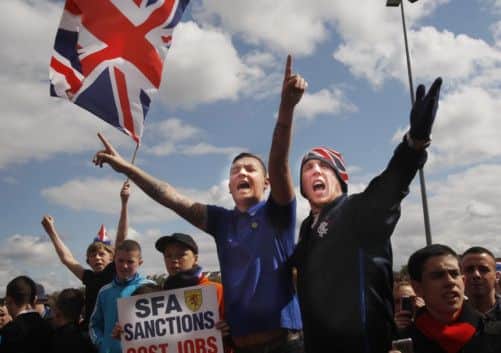 Rangers fans protest against sanctions imposed on the club by the SFA in 2012. Picture: PA