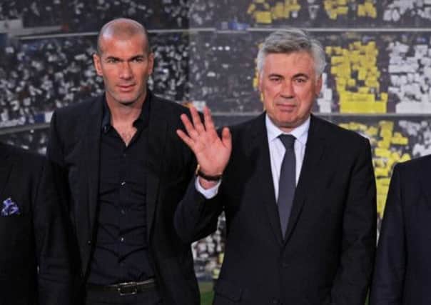 New Real coaching team Zinedine Zidane and Carlo Ancelotti. Picture: Getty