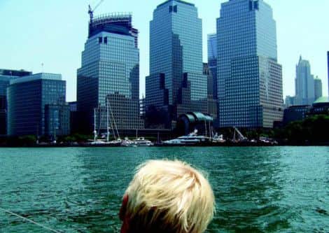 Luke watches as we approach Manhattan - one of our most dramatic and exciting arrivals. Picture: Guy Grieve/Bloomsbury