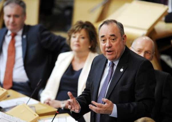 First Minister Alex Salmond addresses the parliament at Thursday'd First Minister's Questions. Picture: Jane Barlow