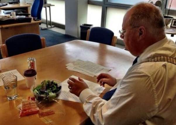Eric Pickles posted this picture of himself to Twitter, aping the Chancellor. Picture: Complimentary
