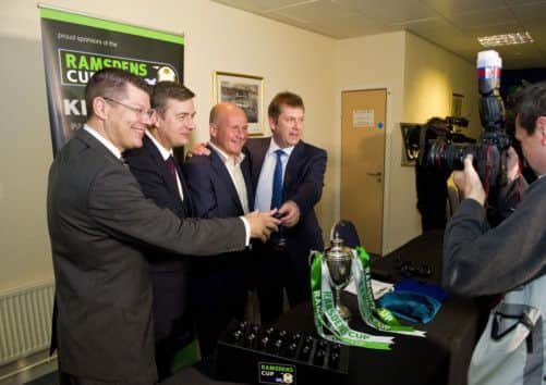 All smiles as the Ramsdens Cup draw is made. Picture: SNS