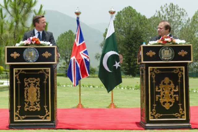 David Cameron with Nawaz Sharif at a press conference in Islamabad. Picture: Getty Images