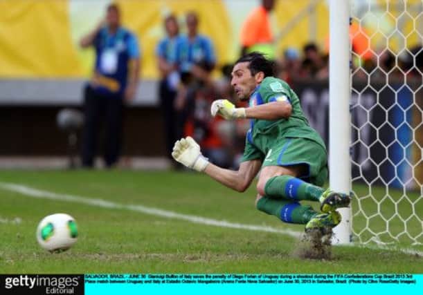 Gianluigi Buffon saves for Italy. Picture: Getty