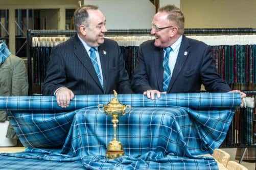 The tartan was unveiled by Alex Salmond and tournament director Richard Hills. Picture: Peter Devlin