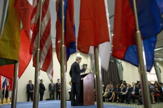 The US secretary of state John Kerry fielded questions over spying in Brunei at an Asian security conference. Picture: Getty