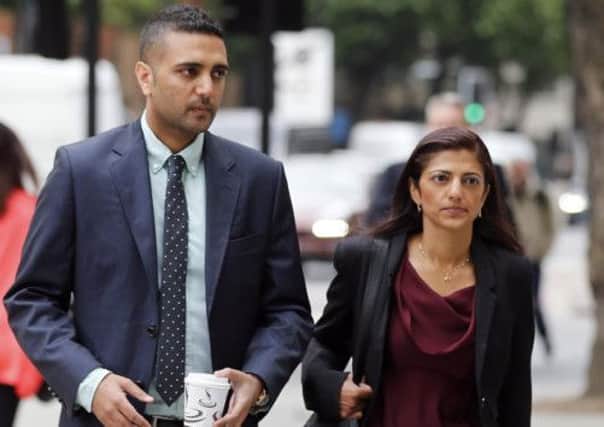 The brother of Anni Dewani, Anish Hindocha, left, and sister Ami Denborg outside court. Picture: AP