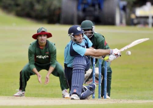 Kyle Coetzer plays a sweep on his way to a half-century. Picture: Donald Macleod
