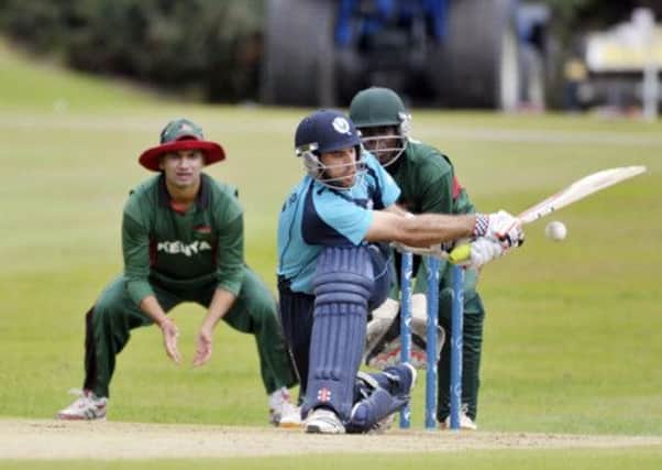 Kyle Coetzer plays a sweep on his way to a half-century. Picture: Donald Macleod