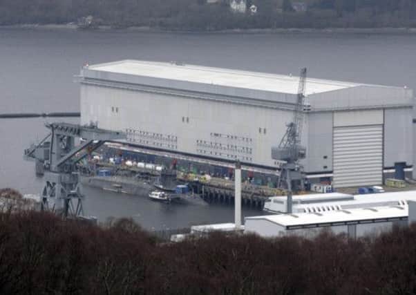 A trident submarine pictured at Faslane on the Clyde. Picture: Getty