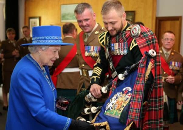 The Queen during her visit to Dreghorn Barracks in Edinburgh. Picture: PA