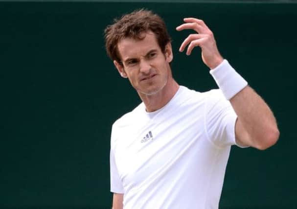 A frustrated Andy Murray during his quarter-final win at Wimbledon. Picture: Getty