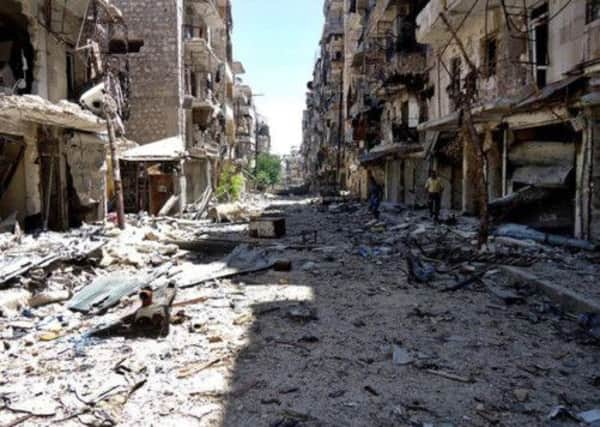 A typical street in the flashpoint city of Aleppo. Picture: AP
