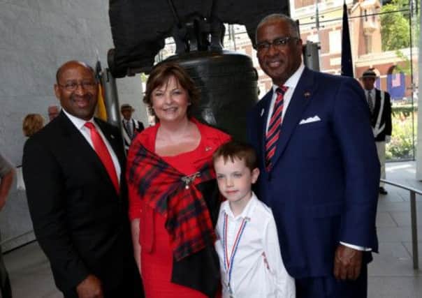Fiona Hyslop with her son Paul and the mayors of Philidelphia, PA (L) and Birmingham, AL. Picture: Scottish Government