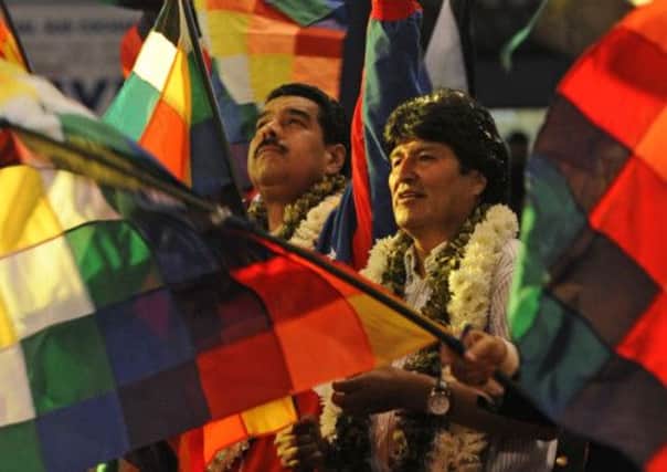 Bolivia's President Evo Morales and his Venezuelan counterpart Nicolas Maduro. Picture: Getty