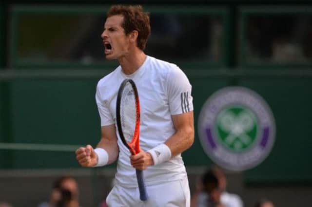 Andy Murray on his way to defeating Jerzy Janowicz at Wimbledon. Getty