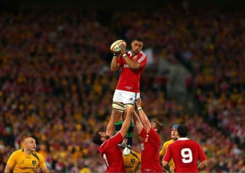 Toby Faletau rises above the Wallabies. Picture: Getty