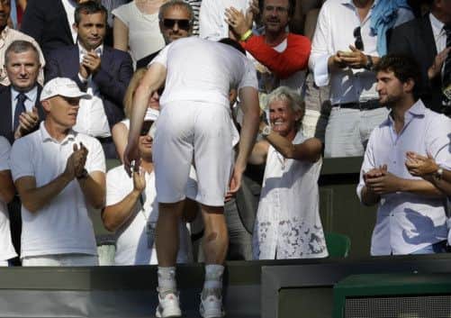 Judy Murray congratulates her son Andy. Picture: AP