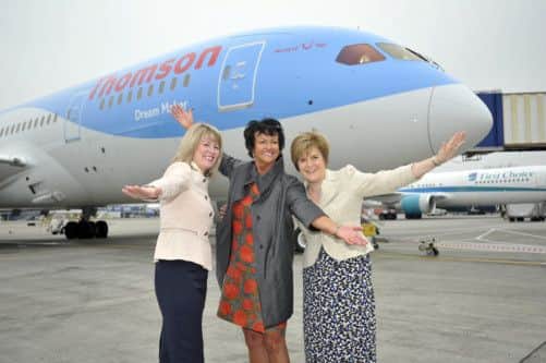 Amanda McMillan, Chris Browne, Nicola Sturgeon. Picture: Andy Buchanan