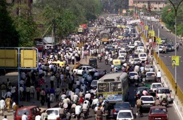 A busy road in New Delhi. Picture: AP