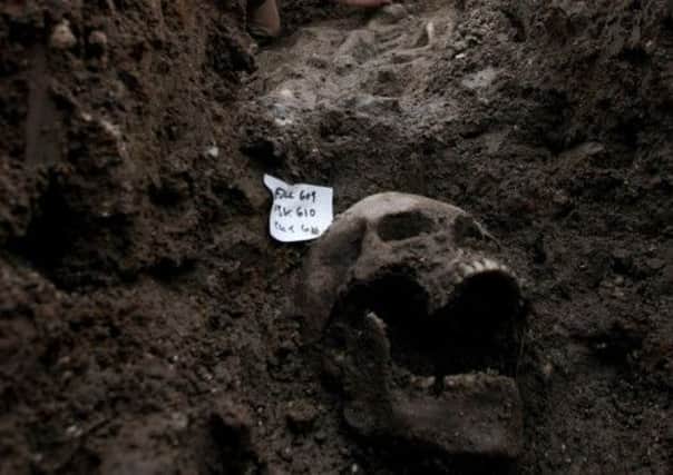 A skull is excavated in an ancient burial ground at the centre of a £1.2m legal claim. Picture: Hemedia