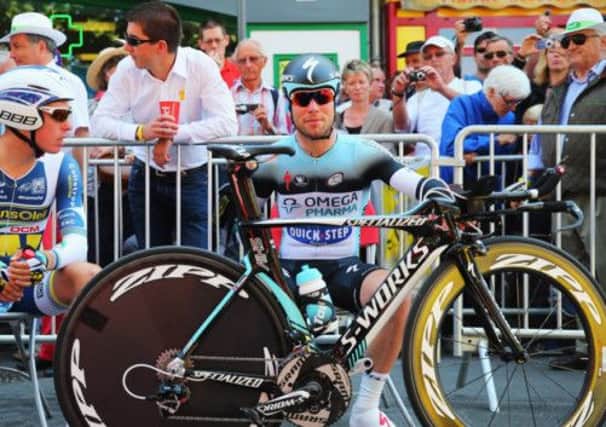 Mark Cavendish before the incident, which took place on the stage 13 time trial. Picture: Getty