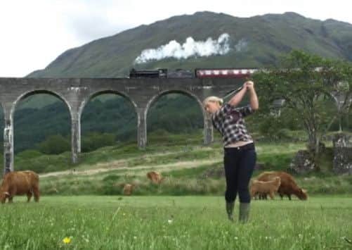 Laura Murray pictured beneath the Glenfinnan Viaduct. Picture: YouTube