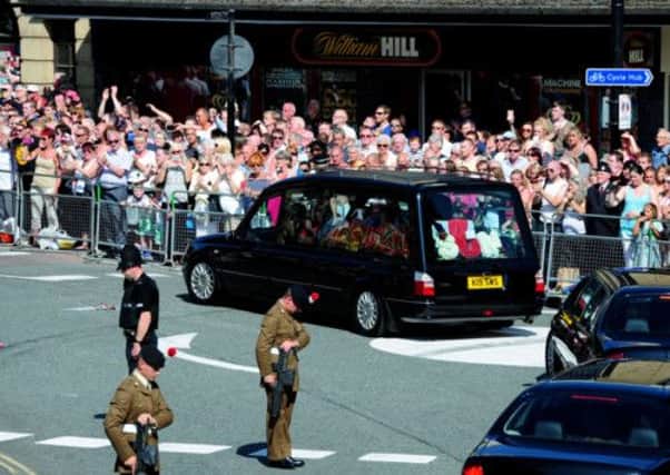 The coffin of Fusilier Lee Rigby is brought to Bury Parish church in Greater Manchester. Picture: PA