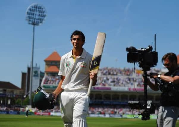 Ashton Agar of Australia acknowledges the crowd after being dismissed for 98 runs. Picture: Getty