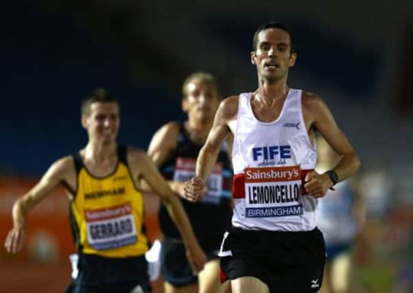 Andrew Lemoncello wins the 10,000m mens race during day one of the Sainsbury's British Championships. Picture: getty