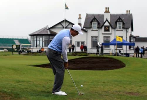 Royal Aberdeen is already a Walker Cup venue, here Scotlands James Byrne plays the 18th in 2011. Picture: Getty